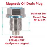 Dsnaduo 1PC M14x1.25 Stainless Steel Magnetic Oil Drain Plug Fit Suzuki Motorcycles Textron Off Road Arctic Cat Wildcat ATV UTV Ford Super Duty International Harvester, Replace F4TZ-6730-A DP015
