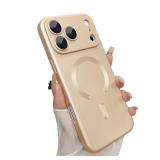ankofave Magnetic for iPhone 17 Pro Max Case, with Camera Lens Protector, Compatible with Magnetic, Slim Shockproof Soft Silicone Metallic Luster Phone Case for iPhone 17 Pro Max, Champagne Gold