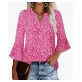 Gaharu Floral Ruffle Sleeve Blouse Large