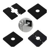 Nogeqi 4PCS Escutcheon Plate, Black Square Plumbing Cover Plates, Wall-Mounted Self-Adhesive Shower Arm Split Pipe Flange for Fixed Shower Head Faucet, Fit for 22mm/0.87 Inch Diameter Pipe