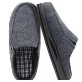 ONCAI Mens Slippers with Orthotic Arch Support,Cotton-Blend High-Density Memory Foam Plantar Fasciitis House Slippers Warm Clogs Slip-on Indoor Outdoor Rubber Sole Felt Grey Size 11