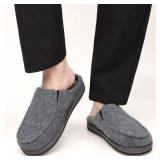 ONCAI Mens Slippers with Orthotic Arch Support,Cotton-Blend High-Density Memory Foam Plantar Fasciitis House Slippers Warm Clogs Slip-on Indoor Outdoor Rubber Sole Felt Grey Size 11