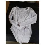 MANGOPOP Round Neck Long Sleeve Bodysuits for Women Basic Body Suit Shirts Tops White XS