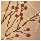 Hairui Red Berry Garland with Lights 6FT Battery Operated with Timer, Lighted Garland 120 LED Fairy Lights for Home Fireplace Wall Mantel Christmas Decoration Inside