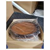 Farmhouse Oak 9 Lazy Susan Turntable Organizer for Cabinet, Round Wooden Lazy Susan Organization and Storage for Dining Table, Pantry, Kitchen, Countertop, Cupboard,Home Decor, Walnut Wood