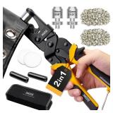 XOOL 2-in-1 Grommet Tool Kit, 1/2 & 3/8 12mm&10mm Twist-Change Heads, Leathercraft Punching Tool with Magnetic System for Canvas, Leather, Tarps, DIY - 400PCS Grommets & Washers Included