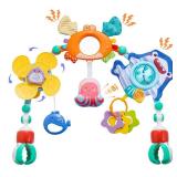 Baby Stroller Arch Toy, Car Seat Toys, Adjustable Arch Stroller toy with Hanging Sensory Activity toys,fits on Baby Bouncer, Bassinet, Stroller, Crib and Car Seats for baby infant Boy Girl 0-18 Months
