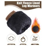 Chuarry 5 Pairs Women Fleece Lined Leg Warmers Warm Long Boot Socks Knit Thick Calf Warmers for Winter Ice Skating Daily Wear(Black, Beige, Light Khaki, Brown, Khaki,Vertical)