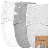 3-Pack Organic Baby Swaddle Sleep Sacks - Swaddles for Newborns, Infant 3-6 Months, Baby Girls, Boys, Soft & Snug Newborn Sleep Sack, Nursery Swaddling Blankets (Cloud, L)