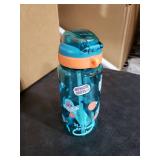 wooshwa Kids Water Bottle for School or Travel, 20 Oz Durable Plastic Water Bottle with Silicone Straw and Pop-Up Spout Cover, BPA Free & Dishwasher Safe(Astronaut)