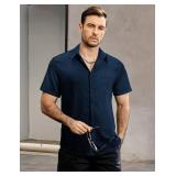 VATPAVE Mens Summer Striped Shirts Button Down Short Sleeve Vintage Beach Hawaiian Shirts with Pocket XX-Large Pure Black Vacation COLOR VARIES***