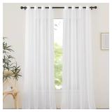 NICETOWN Living Room Sheer Curtains 96 inches Long - Grommet Top Voile Sheer Lightweight Airy & Elegant Window Treatment Panels for Bedroom, Ivory, 2 Pieces, W54 x L96