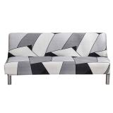 MIFXIN Armless Futon Slipcover Folding Sofa Cover Stretch Elastic Washable Couch Furniture Protector for Futon Sofa Bed Without Armrests (White Grey)