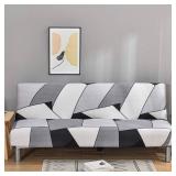 MIFXIN Armless Futon Slipcover Folding Sofa Cover Stretch Elastic Washable Couch Furniture Protector for Futon Sofa Bed Without Armrests (White Grey)