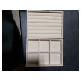 Fordonral Velvet Jewelry Organizer Box, Jewelry Drawer Organizers Trays, Earring Ring Necklace Holder Display Case (Beige, Ring+6 Grid Trays)