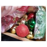 Riceshoot Christmas Window Decorations 9ft Christmas Garland Ornaments with Xmas Balls Silver Curling Ribbon Lights and Large Red Bows for Home Kitchen Window Decor Garden Holiday Party Decorations