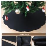 Slsxip Nonwoven Christmas Tree Skirt,24 inch Scalloped Edge for Xmas Tree and Seasonal Holiday Indoor Decoration(Black,24 inch)
