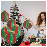 Christmas Hanging Ball Balloon Hang Orb Ornament Red Green Gold Balloon For Birthday Xmas Eve Happy New Year Winter Holiday, 6 Pack Merry Christmas Ball Balloons Candies Party Supplies Photo Backdrop