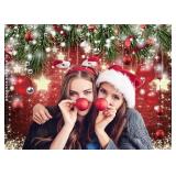 SJOLOON Christmas Backdrops Red Ball Theme Background Shining Stars Background New Year Backdrop for Christmas Party Decoration Banner Photo Shoot 12364 (7x5FT)