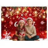 Dudaacvt 7x5ft Christmas Backdrop Red Merry Christmas Backdrop for Photography Xmas Snowflake Photo Banner for Winter New Year Xmas Eve Family Party Decoration D784