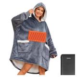 Klaggie Heated Wearable Blanket Hoodie | Oversized Design | with Battery Pack 7.4V | Sherpa & Fannel Fleece | 3 Heating Levels | Machine Washable | for Adult Women and Men