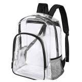 Fomaris Clear Backpack Heavy Duty Clear Bookbag with Sturdy Straps Transparent Backpacks for School College Work (Black)
