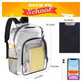 Fomaris Clear Backpack Heavy Duty Clear Bookbag with Sturdy Straps Transparent Backpacks for School College Work (Black)