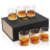 KANARS Whiskey Glasses Set of 6 with Elegant Gift Box,10 Oz Premium Old Fashioned Crystal Glass Tumbler for Liquor, Scotch, Cocktail or Bourbon Drinking, Gifts for Birthday Thanksgiving Christmas