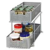 SIMPLE HOUSEWARE 2 Tier Sliding Cabinet Basket Organizer Drawer, Silver