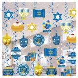Tifeson Hanukkah Decorations Hanging Swirls - 36 PCS Menorah Star of David Dreidel Ceiling Swirls for Chanukah Party, Happy Hanukkah Holiday Party Decor