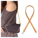 jiesinlov Genuine Vachetta Leather Thin Short Strap Replacement,Purse Shoulder Straps for Multi Pochette Accessories Boulogne Pouchette Handbag(Single Buckle-Width0.37in&Length:25.5in)