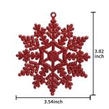 Glitter Snowflake Ornaments, Red Christmas Snowflakes Hanging Decorations for Xmas,Holiday and Party