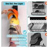 Hat Organizer for Baseball Caps 2Pack, Hat Rack for Wall with Strong Adhesive Hold up to 20 Hats, Hat Hanger Holder Display for Door Closet, Cap Organizer Storage Multilayer Two Mounting Option(Black)