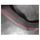 Ouzorp Car Steering Wheel Cover, Microfiber Leather Steering Wheel Covers with Anti-Slip Lining, Universal 14.5-15 inchs Black with Red line