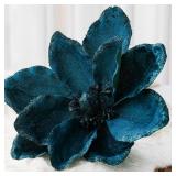Thiccywoov 8 Pcs Large Christmas Flower Magnolia Flowers Christmas Tree Decoration Artificial Poinsettia Stems Velvet Xmas Ornaments for Xmas Tree Table Decor(Peacock Green,12 Inch)