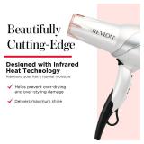 REVLON Infrared Hair Dryer with Diffuser & Concentrator - Ionic Ceramic Blow Dryer for Frizz Control, Shine, Soft Hair & Moisture Protection - 1875W Professional Salon-Quality (White)