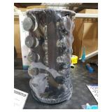 New England Stories Revolving Spice Rack Set with 20 Spice Jars, Kitchen Spice Tower Organizer for Countertop or Cabinet - Carousel Storage Includes 386 Spice Labels (Silver)