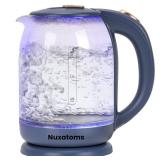 Nuxatoms Household Electric Kettle, All 304 Stainless steel and No Plastic Contact, Automatic Shut-off,Borosilicate glass Visual Boiling, 2.0L Water Boiler & Tea Kettle Perfect For Tea & Coffee
