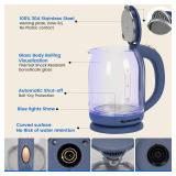 Nuxatoms Household Electric Kettle, All 304 Stainless steel and No Plastic Contact, Automatic Shut-off,Borosilicate glass Visual Boiling, 2.0L Water Boiler & Tea Kettle Perfect For Tea & Coffee