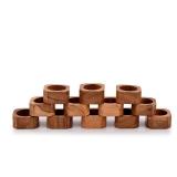 BHAVATU Napkin Ring Acacia Wood Napkin Rings Classic Everyday Use Thanksgiving, Christmas Napkin Rings Buckles,Festive Party Gift Farmhouse for Table Decorations (Set of 12, Brown)