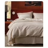 Bedsure Cotton Duvet Cover Queen - 100% Cotton Waffle Weave Linen Color Duvet Cover Queen Size, GentleSoft and Breathable Bedding Set for All Season, 3 Pieces, 90x90