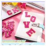WILLBOND 52 Pcs Self Adhesive Chenille Letter Patches 2.2/2.8 Inch A-Z Embroidered Alphabet Stickers for Clothes Bag Hat DIY Craft Supplies Valentines Wedding Personalized Gift(Rose Red,2.2 Inch)
