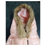 PINA Dog Winter Coat with Faux Fur Hood, Windproof and Warm, Suitable for Small to Large Dogs, Pink, M