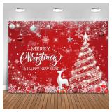 Mocsicka Merry Christmas Backdrop Sliver Merry Christmas Large Party Decirations Banner Happy New Year Backdrop Banner Christmas Xmas for Family Photo Backgorund (Silver, 7x5ft(82x60))
