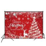 Mocsicka Merry Christmas Backdrop Sliver Merry Christmas Large Party Decirations Banner Happy New Year Backdrop Banner Christmas Xmas for Family Photo Backgorund (Silver, 7x5ft(82x60))