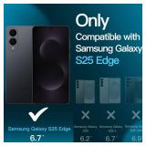 JETech 5 in 1 Matte Case for Samsung Galaxy S25 Edge with 2-Pack Each Screen Protector and Camera Lens Protector, Translucent Back Phone Cover, Tempered Glass Film (Black)