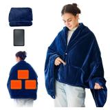 GLITI USB Heated Blanket,Cordless Electric Blanket with 10000mAH Battery,61 x 34 Heated Throw Blanket with 3 Fast-Heating Levels,Machine Washable Super CozySoft Portable Heated Blanket for Women Men