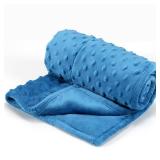 Wemore Minky Dot Weighted Blanket 3 lbs, Soft Cozy Weighted Lap Blanket for Travel and Napping, Small Weighted Blanket Slate Blue 19 x 22 inches
