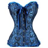 JoyPeak Corset Tops for Women,Lace Bustier Corset Lingerie top,Renaissance Overbust Corset Push Up Bodysuit (US, Alpha, Large, Regular, Regular, Big Girls, dark blue)