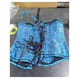 JoyPeak Corset Tops for Women,Lace Bustier Corset Lingerie top,Renaissance Overbust Corset Push Up Bodysuit (US, Alpha, Large, Regular, Regular, Big Girls, dark blue)